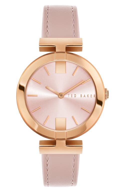 Ted Baker London Darbey 2H Leather Strap Watch, 36mm in Rose Gold/Pink/Pink at Nordstrom