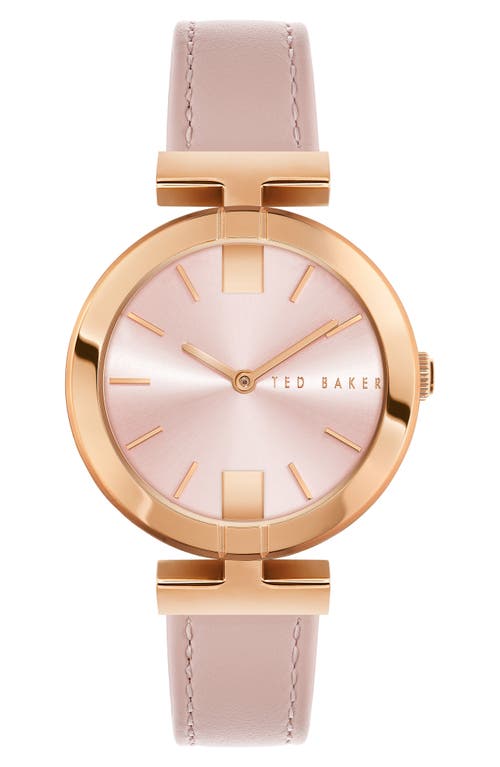 Ted Baker London Darbey 2h Leather Strap Watch, 36mm In Rose Gold/pink/pink