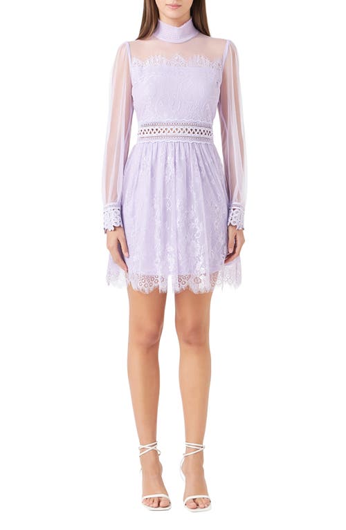 Endless Rose Mixed Lace Long Sleeve Cocktail Dress at Nordstrom,