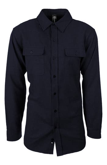 Burnside Yarn Dye Flannel Button-up Shirt In Denim