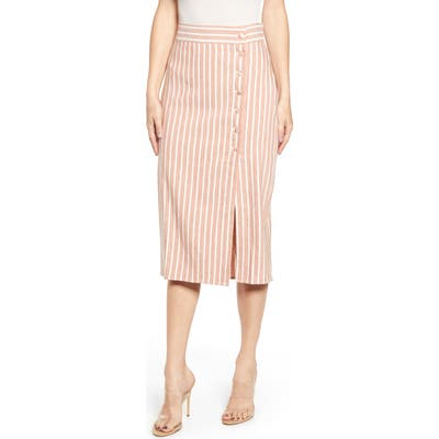 Leith Stripe Midi Skirt, Brown