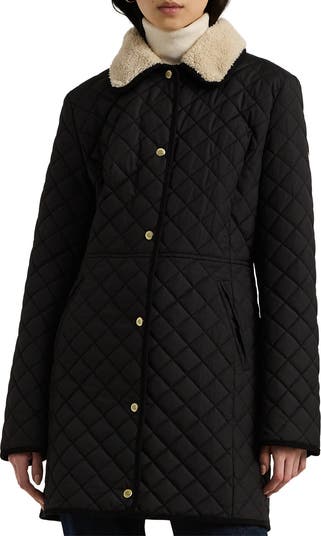 Quilted Jacket with Faux Shearling Collar