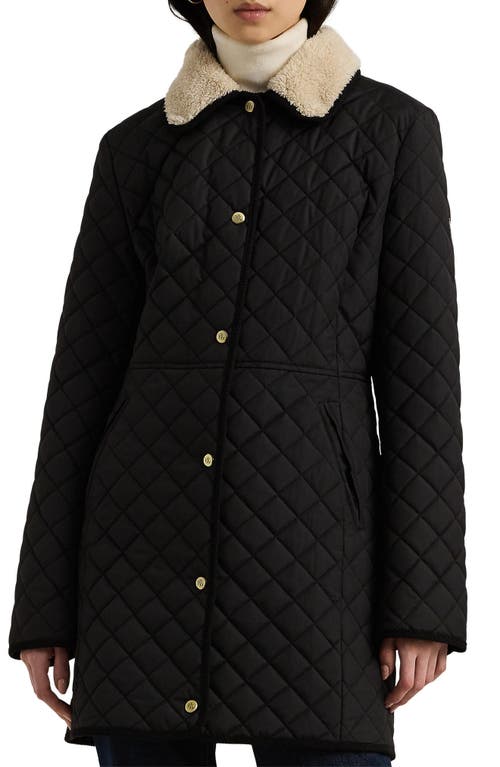 LAUREN RALPH LAUREN LAUREN RALPH LAUREN QUILTED JACKET WITH FAUX SHEARLING COLLAR 