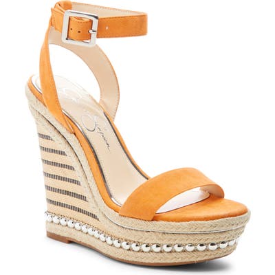 Jessica Simpson Alinda Embellished Wedge Sandal, Orange