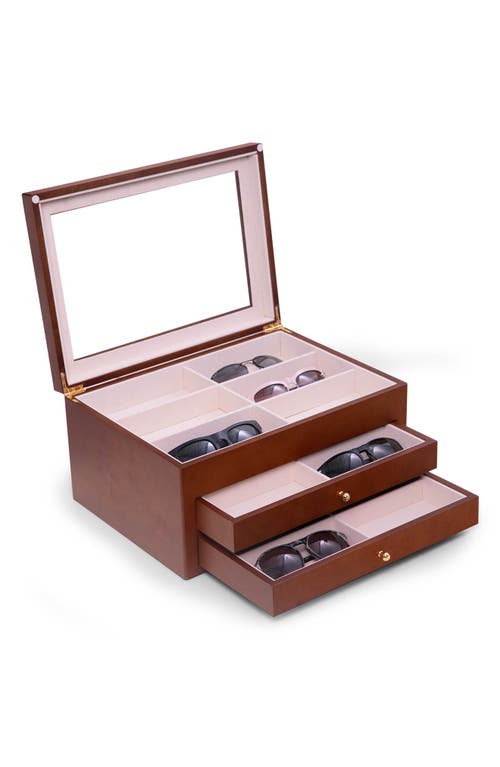 Shop Bey-berk Kelly 18-pair Glasses Storage Box In Brown