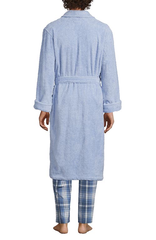 Lands' End Calf Length Turkish Terry Robe In Soft Blue Haze