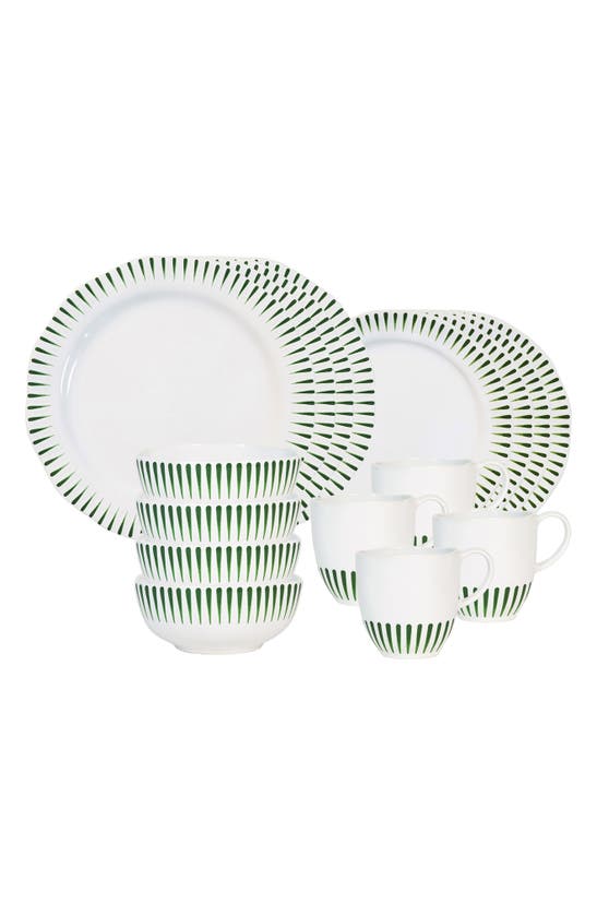 Shop Juliska Sitio Stripe 16-piece Dinnerware Set In Basil