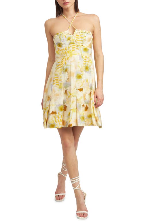 En Saison Torrey Halter Minidress Yellow Combo at Nordstrom,