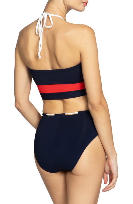 Shop Robin Piccone Babe Bandeau Bikini Top In Navy Combo