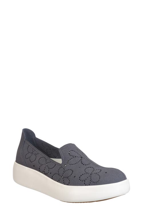 Coexist Perforated Floral Platform Slip-On Sneaker in Grey