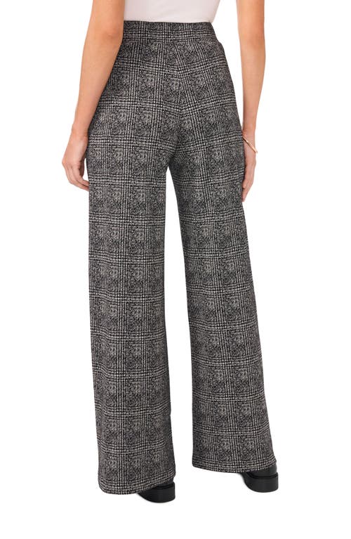 Shop Vince Camuto Plaid Wide Leg Pull-on Pants In Rich Black