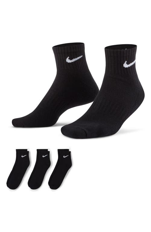Nike Kids' Assorted 3-pack Dri-fit Everyday Cushioned Ankle Socks In Black/white