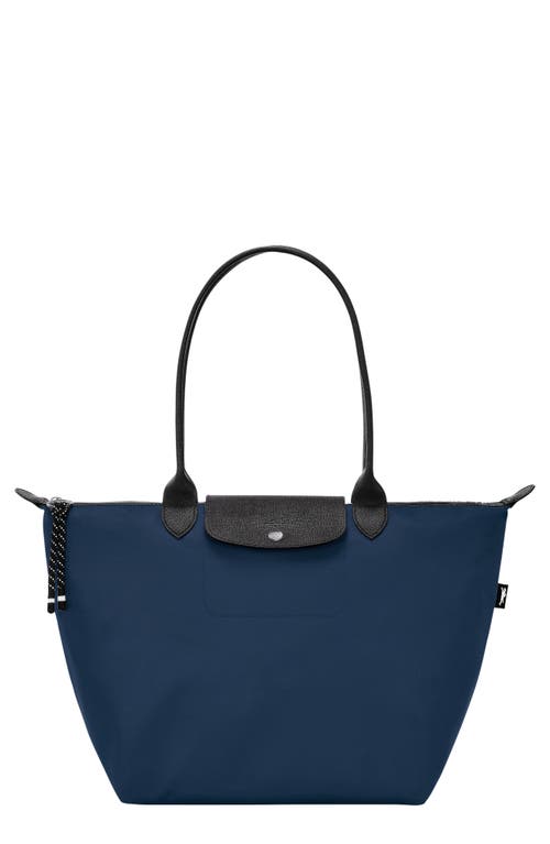 Shop Longchamp Large Le Pliage Green Recycled Canvas Tote In Navy