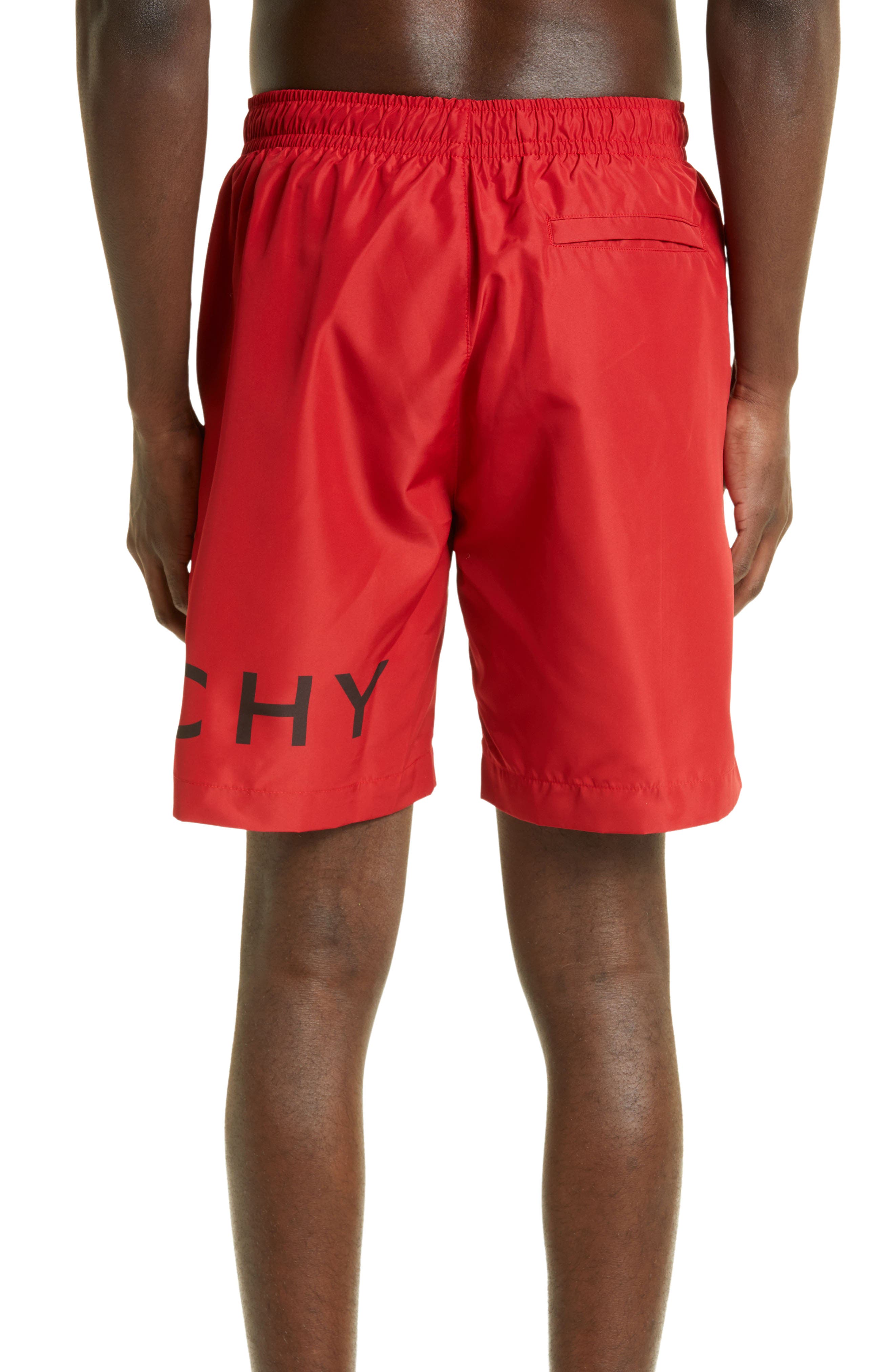 Givenchy Logo Swim Trunks in Vermillon | Smart Closet