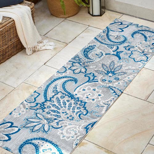 Jonathan Y Gordes Paisley High-low Light Indoor/outdoor Area Rug In Light Gray/blue