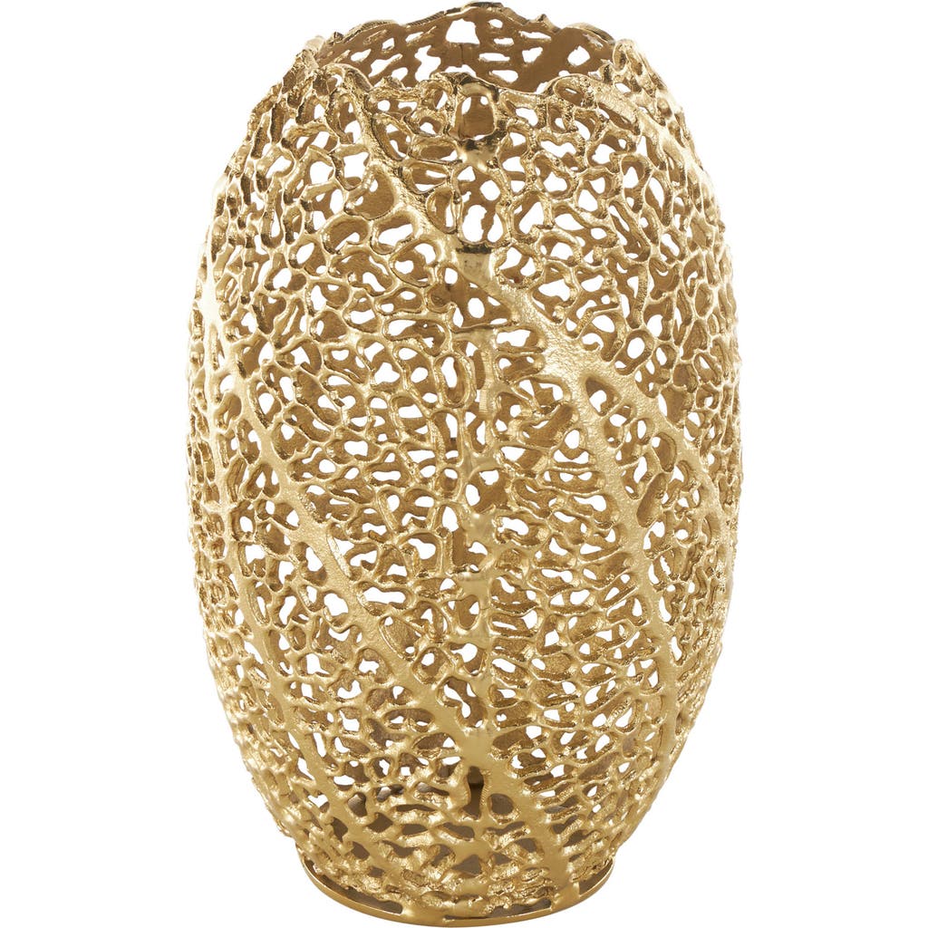 Vivian Lune Home Golden Metal Vase In Gold