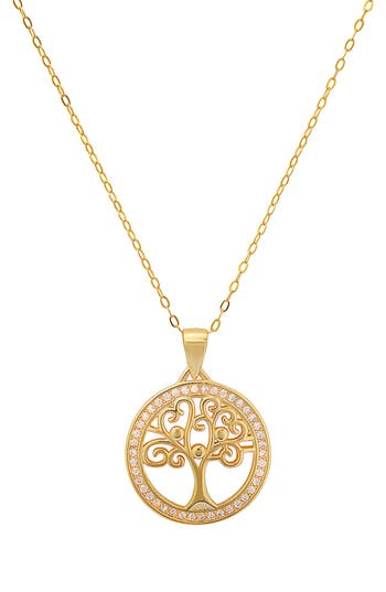 Shop Queen Jewels Tree Of Life Cz Pendant Necklace In Gold