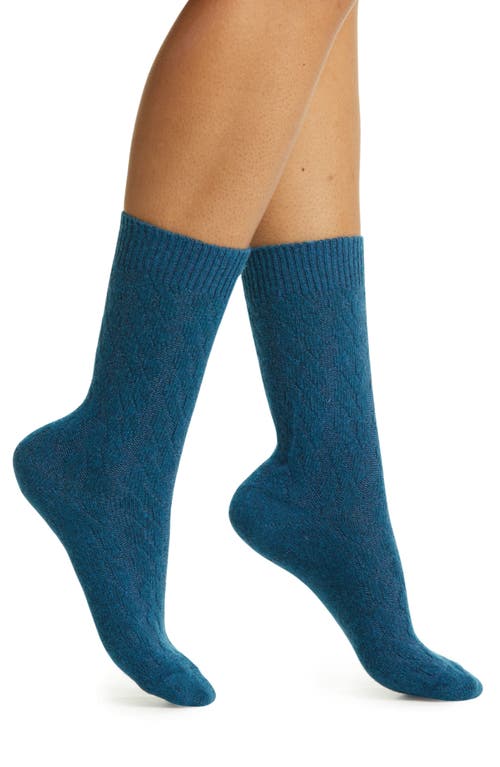 Gwen Cable Knit Wool Blend Crew Socks in Cobalto