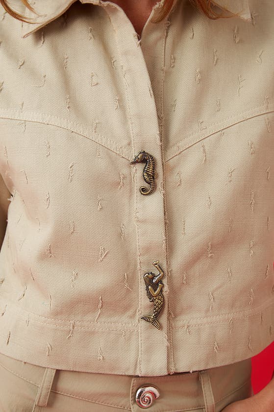 Shop Nocturne Accessory Designed Denim Jacket In Khaki