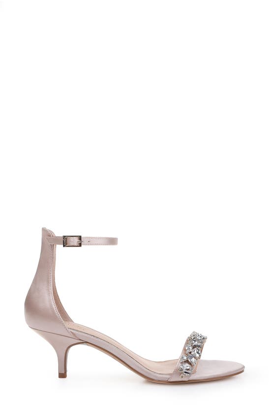 Jewel Badgley Mischka Dash Embellished Halo Strap Sandal In Champagne Satin