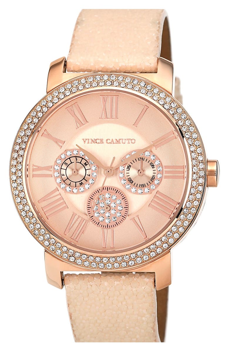 Vince Camuto Round Multifunction Stingray Strap Watch, 42mm | Nordstrom