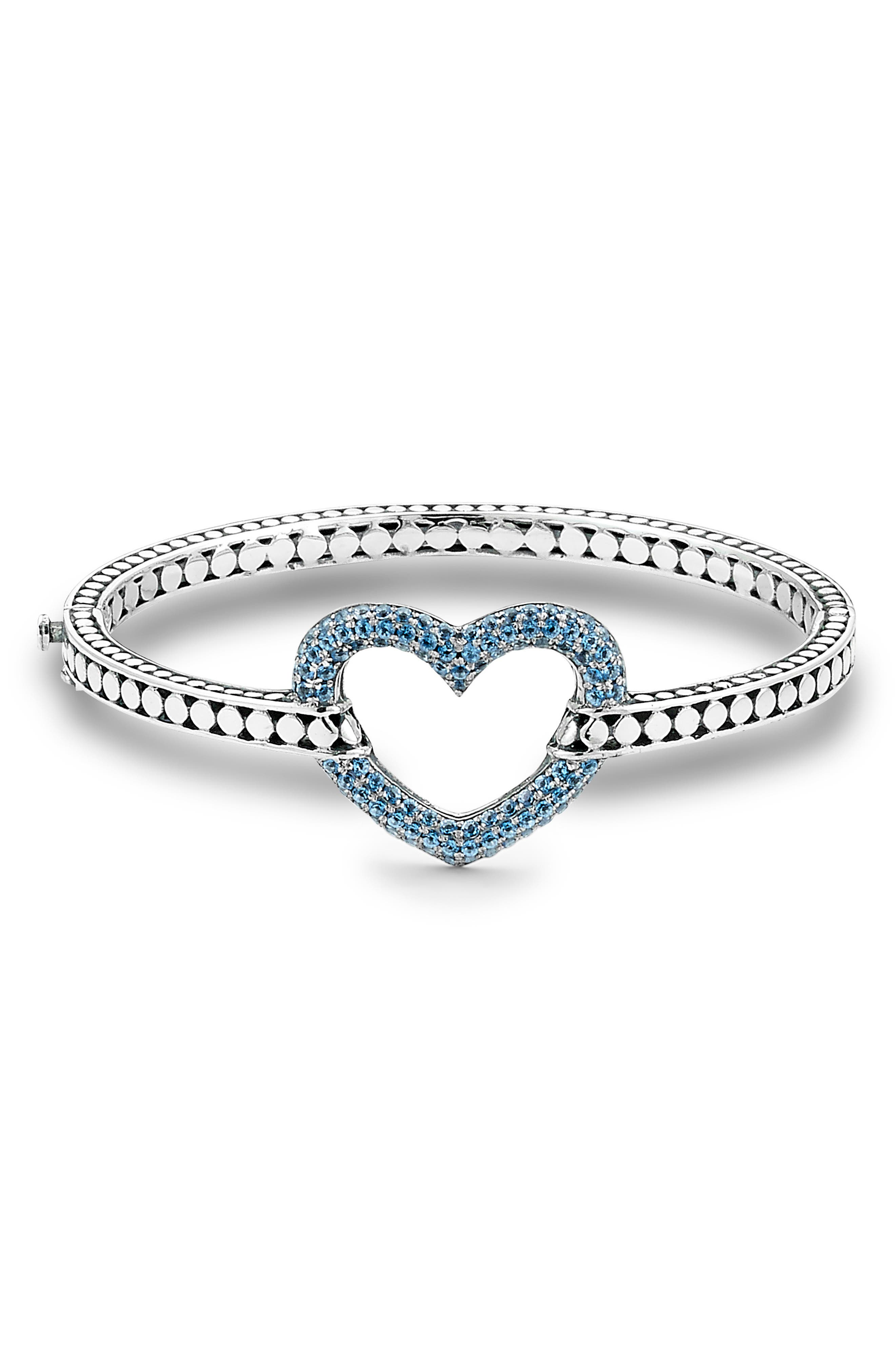 SAMUEL B. Sterling Silver Heart Pavé Bangle Bracelet | Nordstromrack