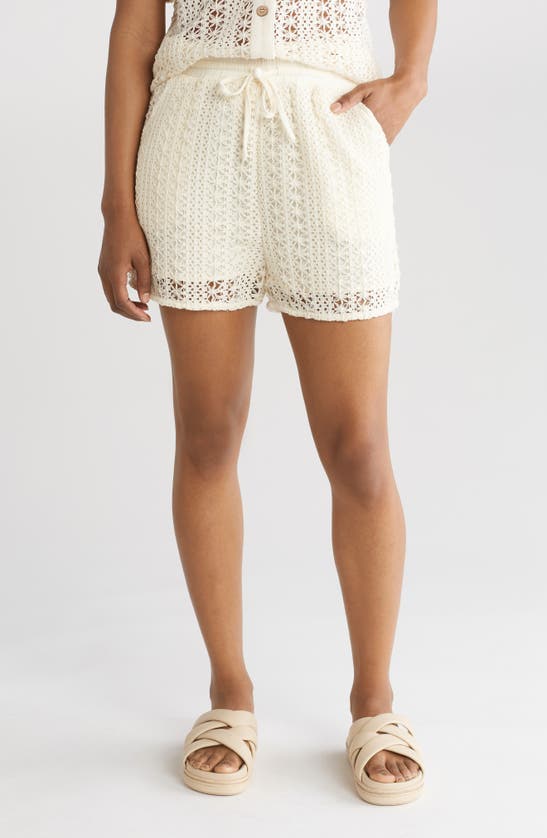 Blu Pepper Lace Drawstring Shorts In White