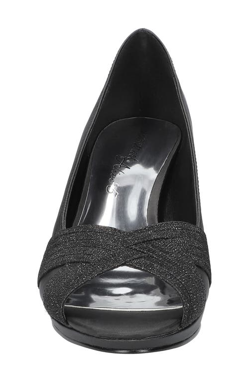 Shop Easy Street Lavish Peep Toe Pump In Black Satin