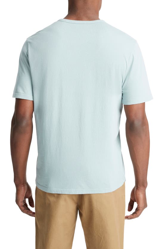 Shop Vince Garment Dyed Short Sleeve Henley In Washed Ceramic Blue