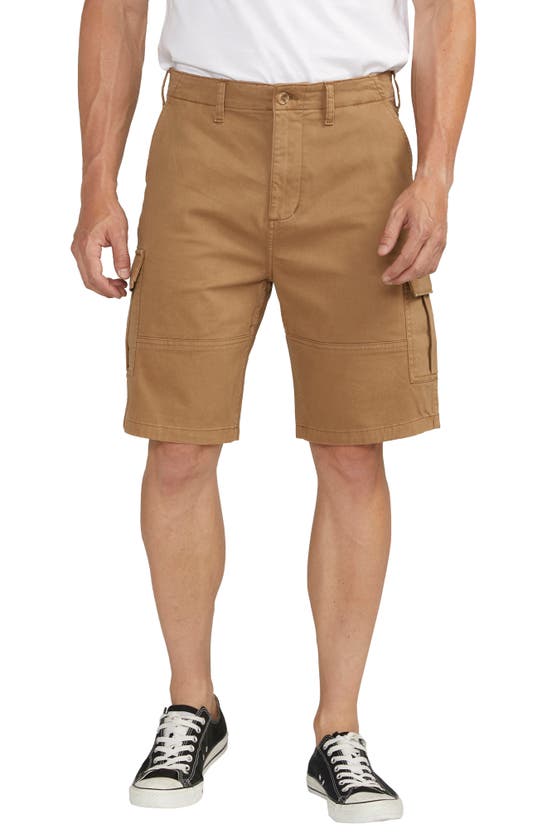 Shop Silver Jeans Co. Stretch Cotton Twill Cargo Shorts In Desert