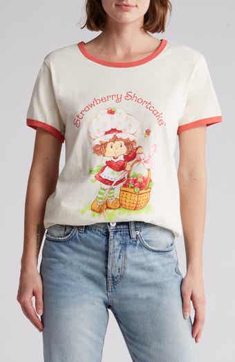 Vintage Strawberry T Tee Shirt Medium Ladies Womens Ringer Tee