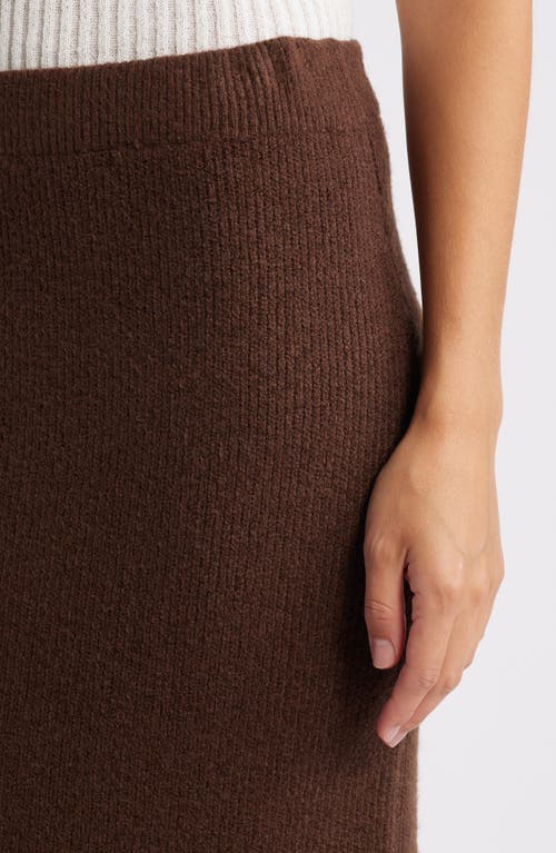 Shop Bobeau Rib Sweater Midi Skirt In Chocolate