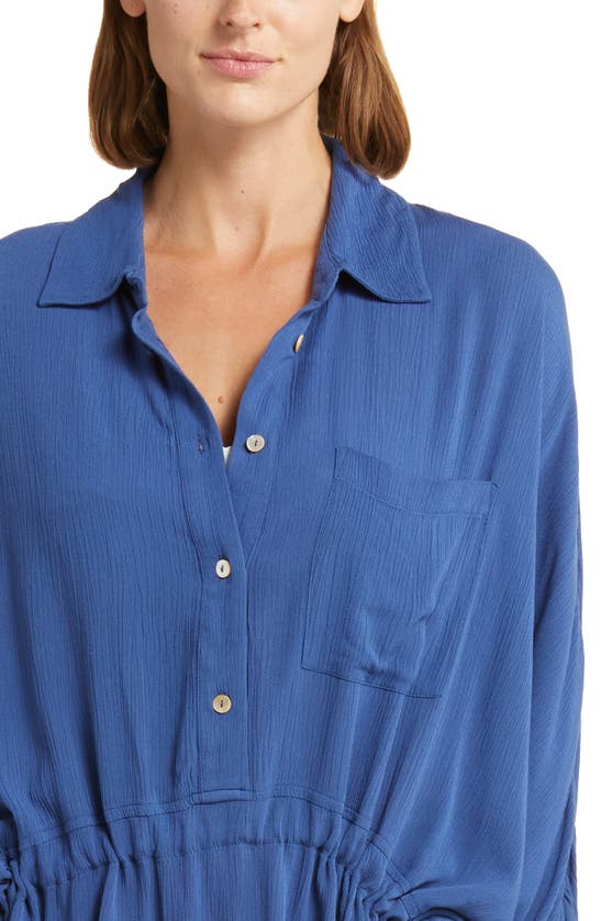 Elan Long Sleeve Cover-up Tunic In Royal