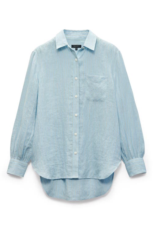 Rag & Bone Maxine Stripe Linen Button-up Shirt In Blue Strip