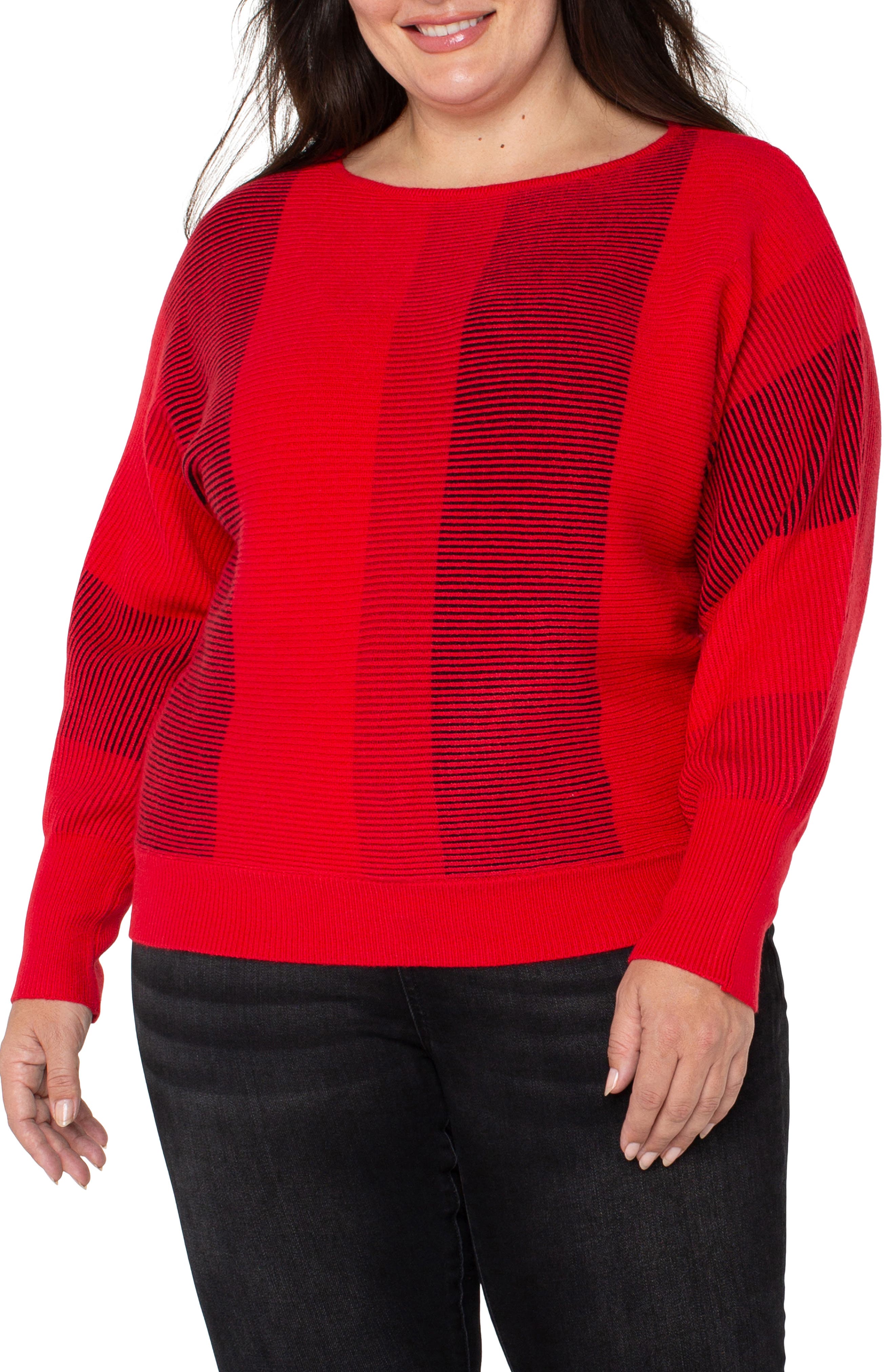 Liverpool Dolman Sleeve Sweater in Tango Red Multi 