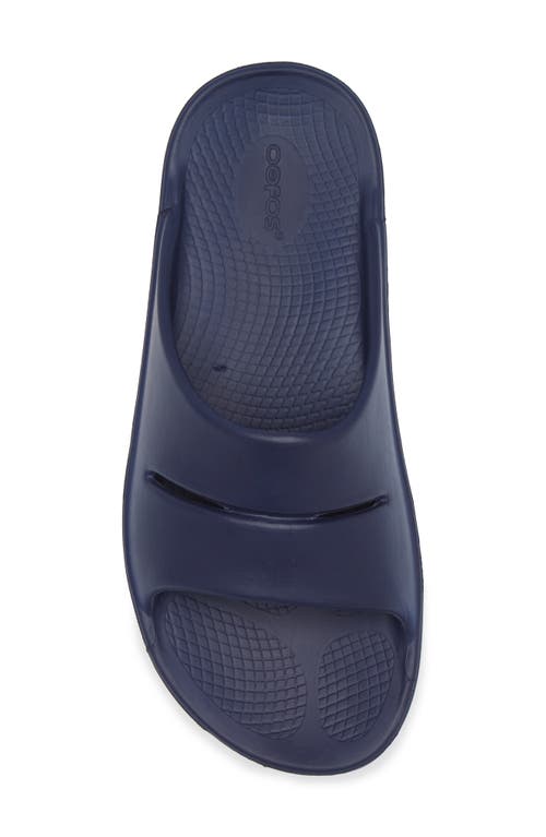 Oofos Gender Inclusive Ooaah Slide Sandal In Navy
