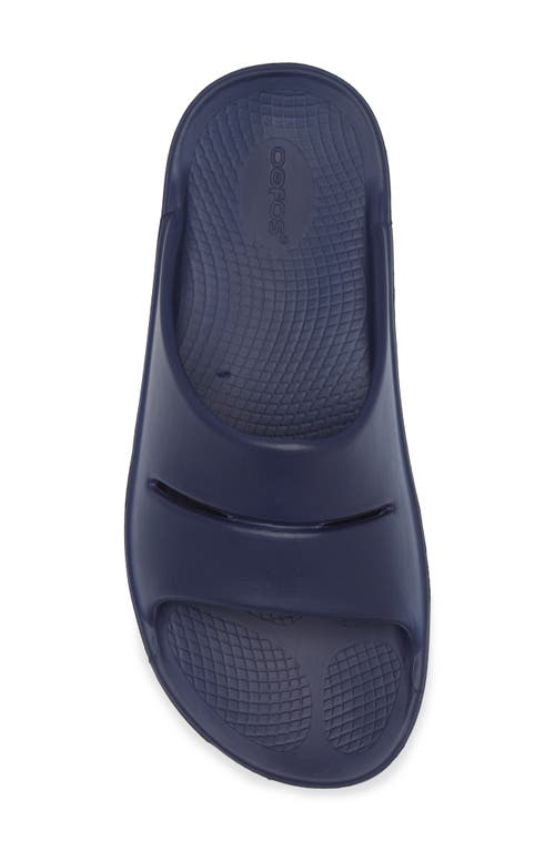 Shop Oofos Ooaah Slide Sandal In Navy