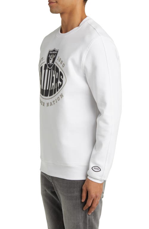 Shop Hugo Boss Boss X Nfl Crewneck Sweatshirt In Las Vegas Raiders White