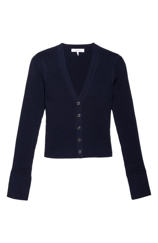 Frame Navy Button Front Cardigan In Navy