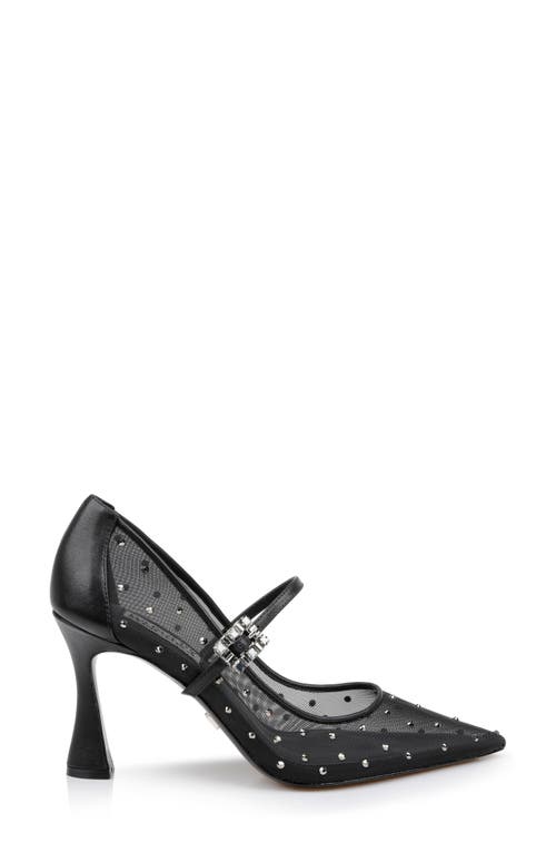 Shop Badgley Mischka Collection Antonia Ii Pointed Toe Mary Jane Pump In Black Leather