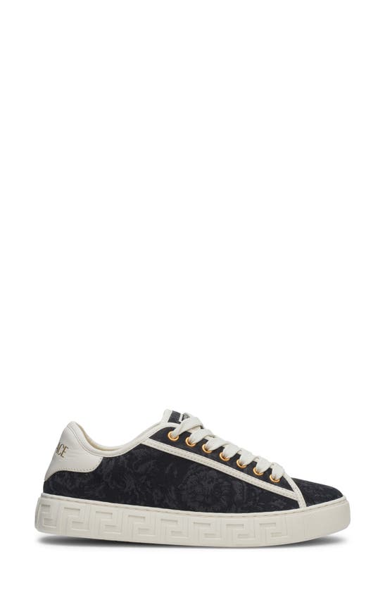 Shop Versace Barocco Greca Low Top Sneaker In Blue White Palladium