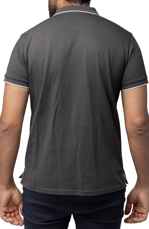 X-ray Men's Short Sleeve Pieced Pique Tipped Polo In Heather Charcoal