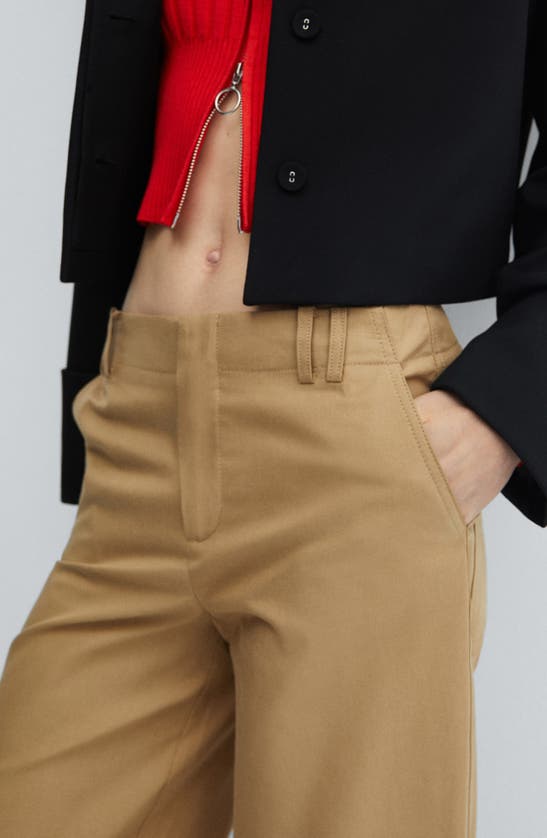 Shop Mango Wide Leg Pants In Beige