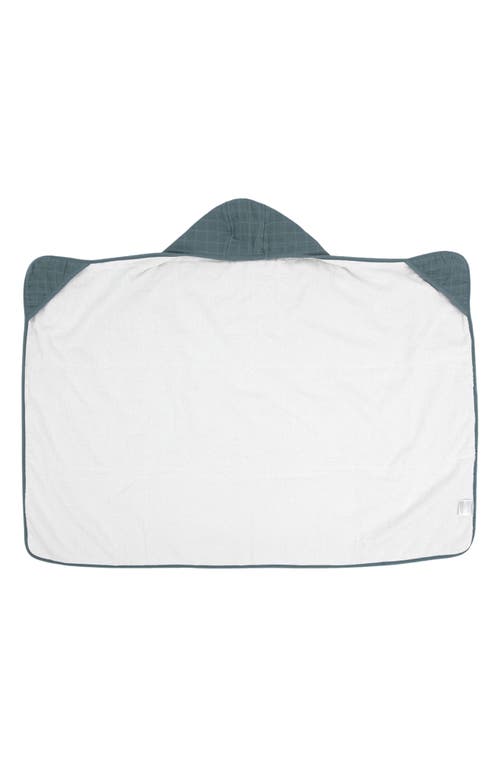 Little Unicorn Cotton Muslin & Terry Hooded Towel In Sea