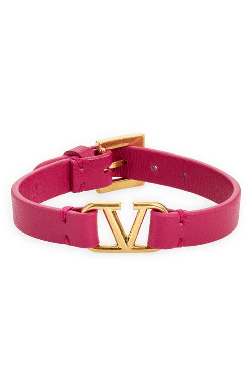 Valentino Garavani Valentino VLOGO Leather Bracelet in Rose Violet