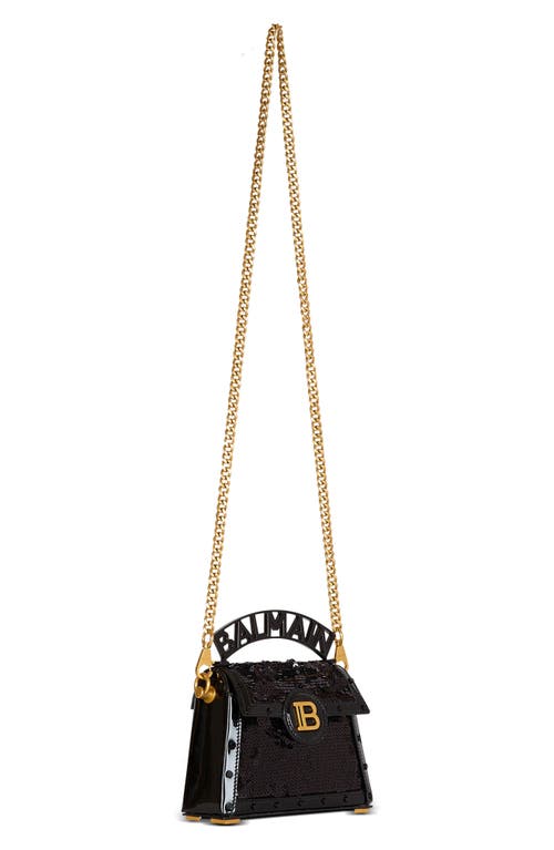 BALMAIN BALMAIN SMALL B-BUZZ DYNASTY SEQUIN & LEATHER TOP HANDLE BAG