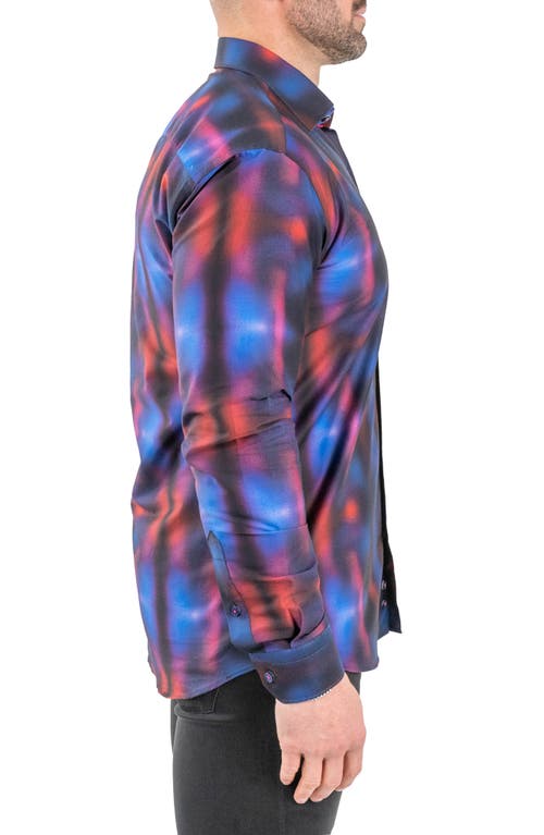 Maceoo Fibonacci Twilight Black Contemporary Fit Button-up Shirt In Black