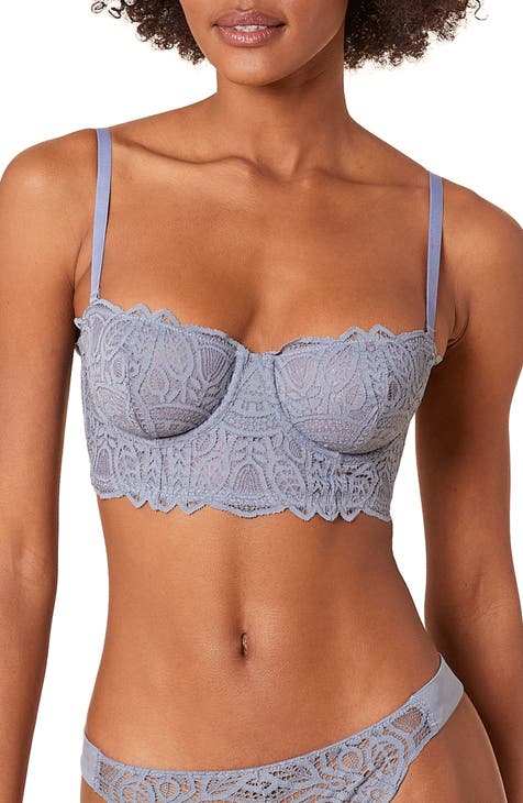 Love Stories Cecilia Quilted Padded Underwire Satin Bra in Blue
