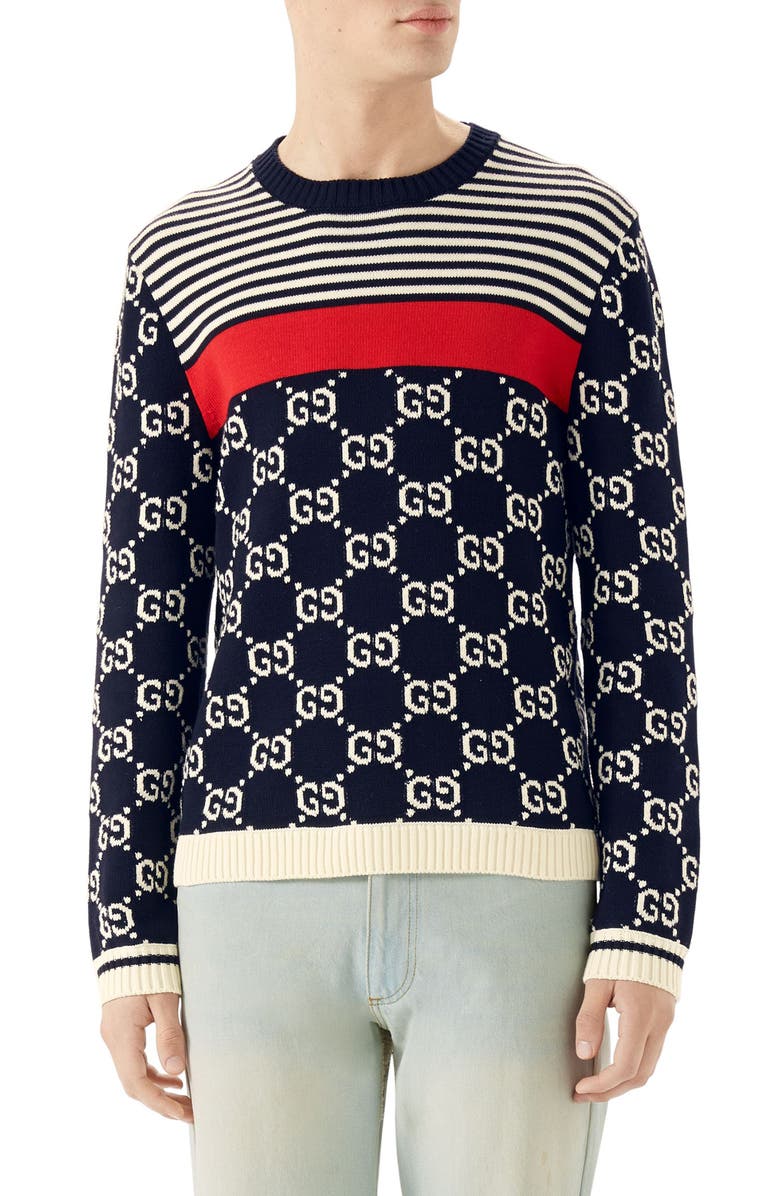 Gucci Stripe & Double-G Crewneck Sweater | Nordstrom