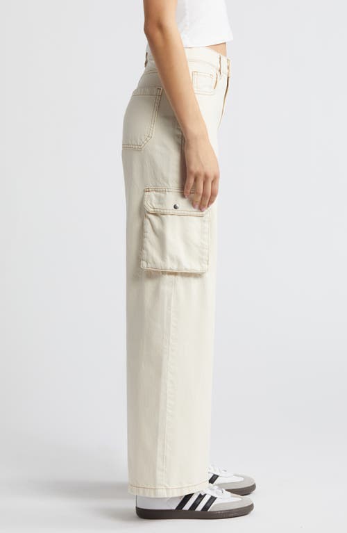 Shop Pacsun High Waist Wide Leg Cargo Pants In Bone White